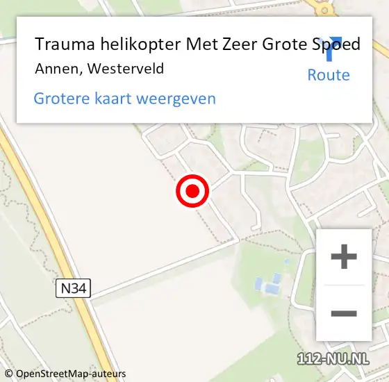 Locatie op kaart van de 112 melding: Trauma helikopter Met Zeer Grote Spoed Naar Annen, Westerveld op 23 oktober 2024 16:02