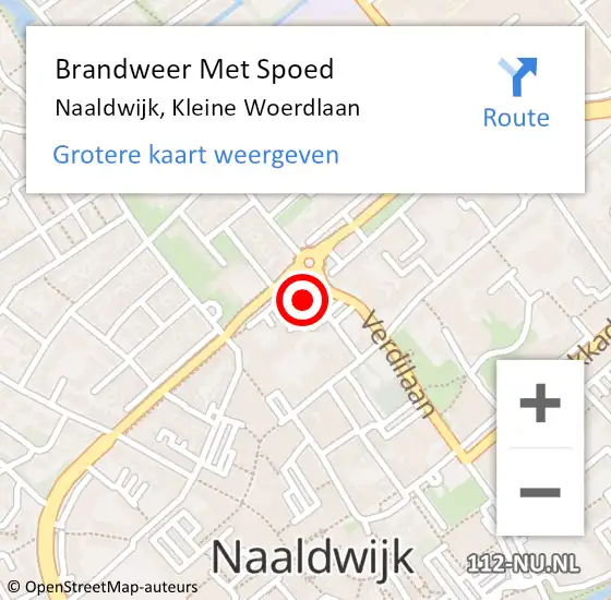 Locatie op kaart van de 112 melding: Brandweer Met Spoed Naar Naaldwijk, Kleine Woerdlaan op 23 oktober 2024 16:04