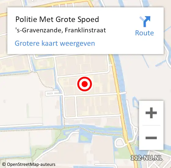 Locatie op kaart van de 112 melding: Politie Met Grote Spoed Naar 's-Gravenzande, Franklinstraat op 23 oktober 2024 16:10