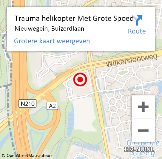 Locatie op kaart van de 112 melding: Trauma helikopter Met Grote Spoed Naar Nieuwegein, Buizerdlaan op 23 oktober 2024 16:14