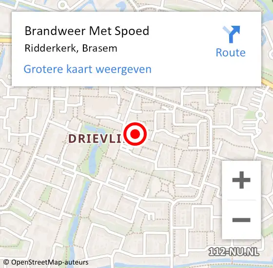 Locatie op kaart van de 112 melding: Brandweer Met Spoed Naar Ridderkerk, Brasem op 23 oktober 2024 16:27