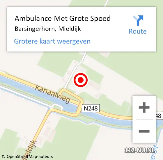 Locatie op kaart van de 112 melding: Ambulance Met Grote Spoed Naar Barsingerhorn, Mieldijk op 23 oktober 2024 16:29