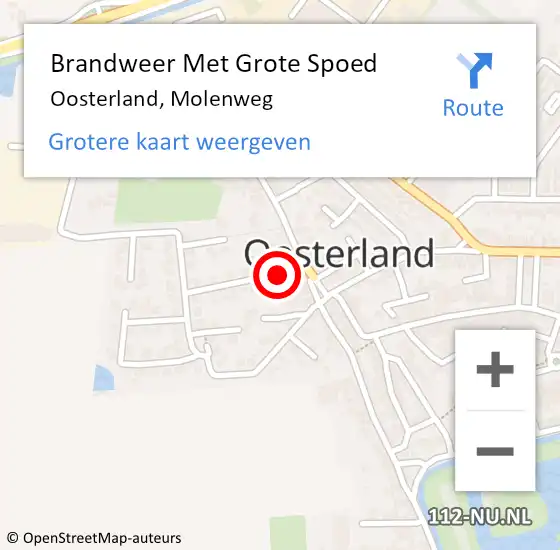 Locatie op kaart van de 112 melding: Brandweer Met Grote Spoed Naar Oosterland, Molenweg op 23 oktober 2024 16:33