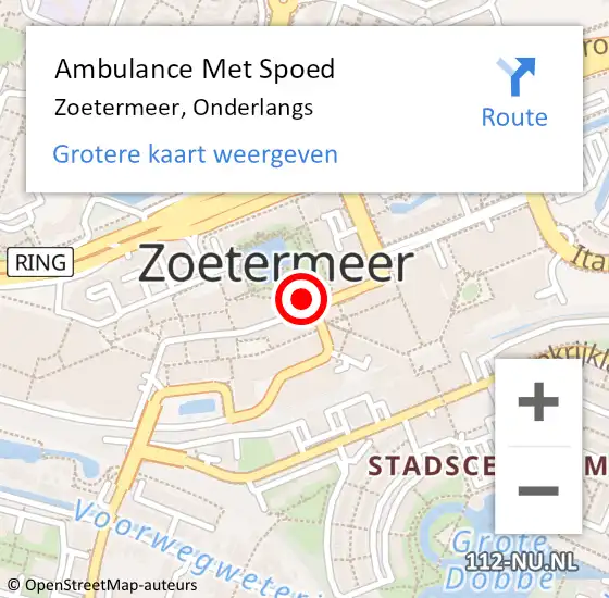 Locatie op kaart van de 112 melding: Ambulance Met Spoed Naar Zoetermeer, Onderlangs op 23 oktober 2024 17:07