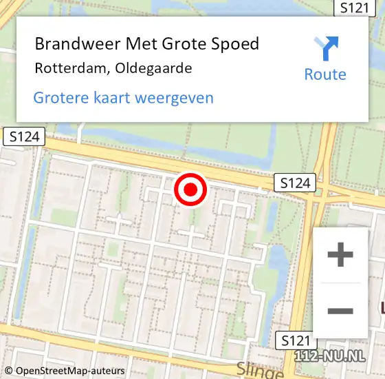 Locatie op kaart van de 112 melding: Brandweer Met Grote Spoed Naar Rotterdam, Oldegaarde op 23 oktober 2024 17:13