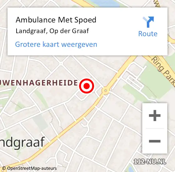 Locatie op kaart van de 112 melding: Ambulance Met Spoed Naar Landgraaf, Op der Graaf op 24 oktober 2014 13:20