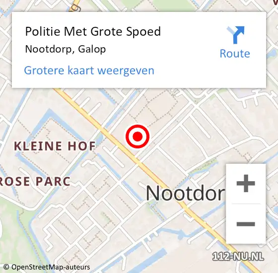 Locatie op kaart van de 112 melding: Politie Met Grote Spoed Naar Nootdorp, Galop op 23 oktober 2024 17:25