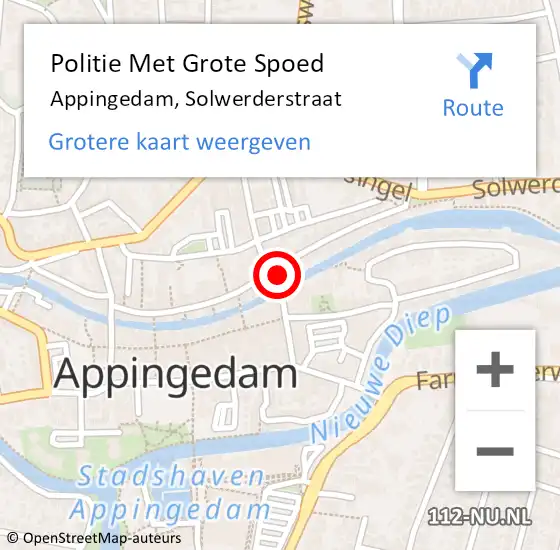 Locatie op kaart van de 112 melding: Politie Met Grote Spoed Naar Appingedam, Solwerderstraat op 23 oktober 2024 17:34