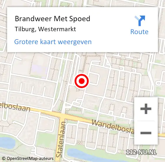 Locatie op kaart van de 112 melding: Brandweer Met Spoed Naar Tilburg, Westermarkt op 23 oktober 2024 17:51