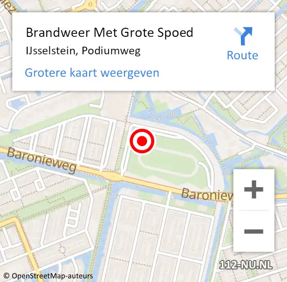 Locatie op kaart van de 112 melding: Brandweer Met Grote Spoed Naar IJsselstein, Podiumweg op 23 oktober 2024 17:53