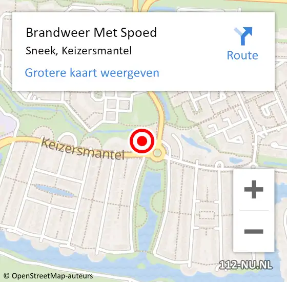 Locatie op kaart van de 112 melding: Brandweer Met Spoed Naar Sneek, Keizersmantel op 23 oktober 2024 17:54