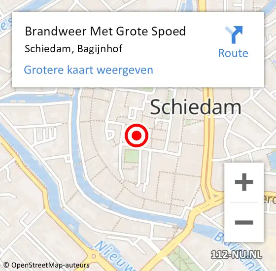 Locatie op kaart van de 112 melding: Brandweer Met Grote Spoed Naar Schiedam, Bagijnhof op 23 oktober 2024 17:58