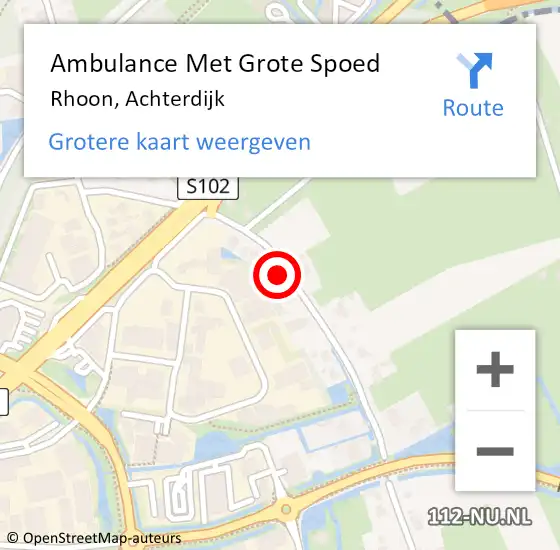 Locatie op kaart van de 112 melding: Ambulance Met Grote Spoed Naar Rhoon, Achterdijk op 23 oktober 2024 18:12