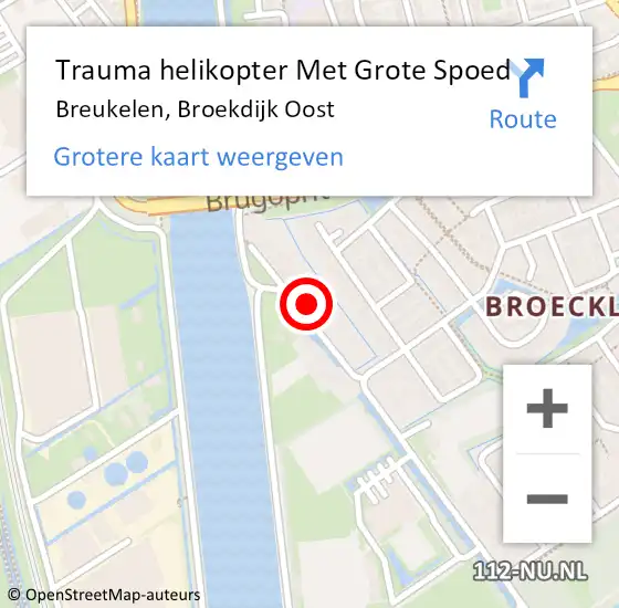 Locatie op kaart van de 112 melding: Trauma helikopter Met Grote Spoed Naar Breukelen, Broekdijk Oost op 23 oktober 2024 18:14