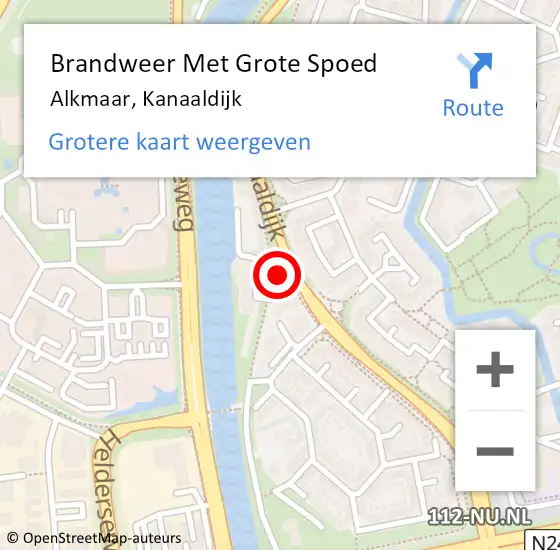 Locatie op kaart van de 112 melding: Brandweer Met Grote Spoed Naar Alkmaar, Kanaaldijk op 23 oktober 2024 18:31