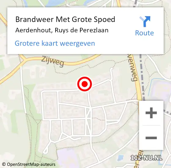 Locatie op kaart van de 112 melding: Brandweer Met Grote Spoed Naar Aerdenhout, Ruys de Perezlaan op 23 oktober 2024 18:35