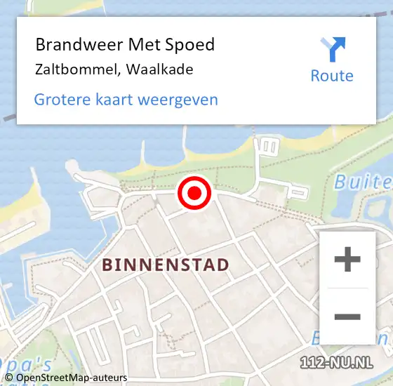 Locatie op kaart van de 112 melding: Brandweer Met Spoed Naar Zaltbommel, Waalkade op 23 oktober 2024 18:42