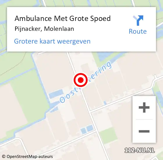 Locatie op kaart van de 112 melding: Ambulance Met Grote Spoed Naar Pijnacker, Molenlaan op 23 oktober 2024 18:45