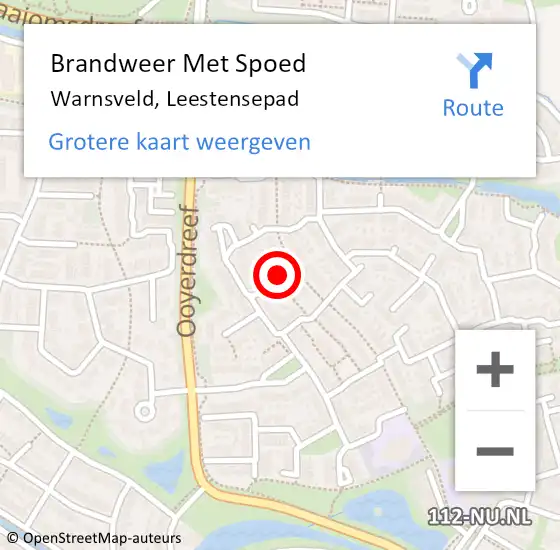 Locatie op kaart van de 112 melding: Brandweer Met Spoed Naar Warnsveld, Leestensepad op 23 oktober 2024 19:04