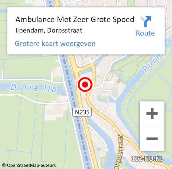 Locatie op kaart van de 112 melding: Ambulance Met Zeer Grote Spoed Naar Ilpendam, Dorpsstraat op 23 oktober 2024 19:04