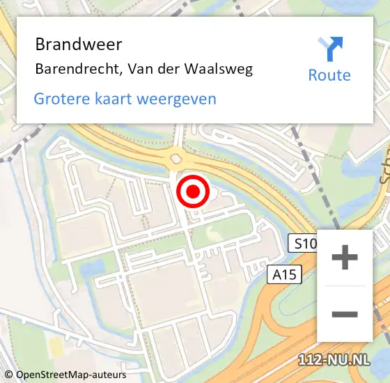 Locatie op kaart van de 112 melding: Brandweer Barendrecht, Van der Waalsweg op 23 oktober 2024 19:04