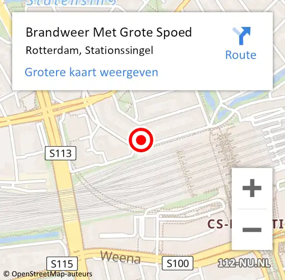 Locatie op kaart van de 112 melding: Brandweer Met Grote Spoed Naar Rotterdam, Stationssingel op 23 oktober 2024 19:23