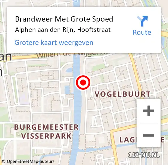 Locatie op kaart van de 112 melding: Brandweer Met Grote Spoed Naar Alphen aan den Rijn, Hooftstraat op 23 oktober 2024 19:26