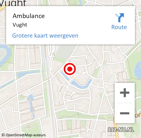 Locatie op kaart van de 112 melding: Ambulance Vught op 23 oktober 2024 19:42