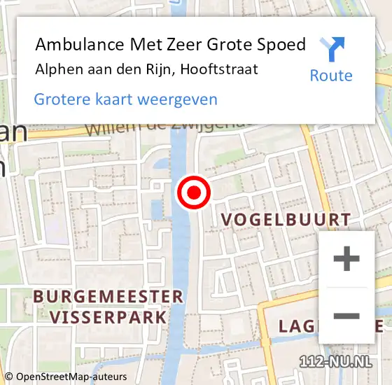 Locatie op kaart van de 112 melding: Ambulance Met Zeer Grote Spoed Naar Alphen aan den Rijn, Hooftstraat op 23 oktober 2024 19:49