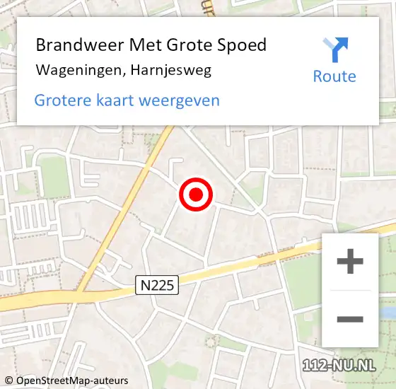 Locatie op kaart van de 112 melding: Brandweer Met Grote Spoed Naar Wageningen, Harnjesweg op 23 oktober 2024 19:51