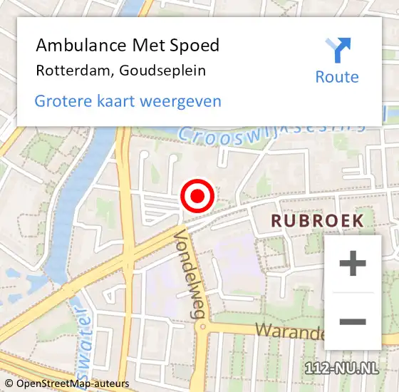 Locatie op kaart van de 112 melding: Ambulance Met Spoed Naar Rotterdam, Goudseplein op 23 oktober 2024 19:53