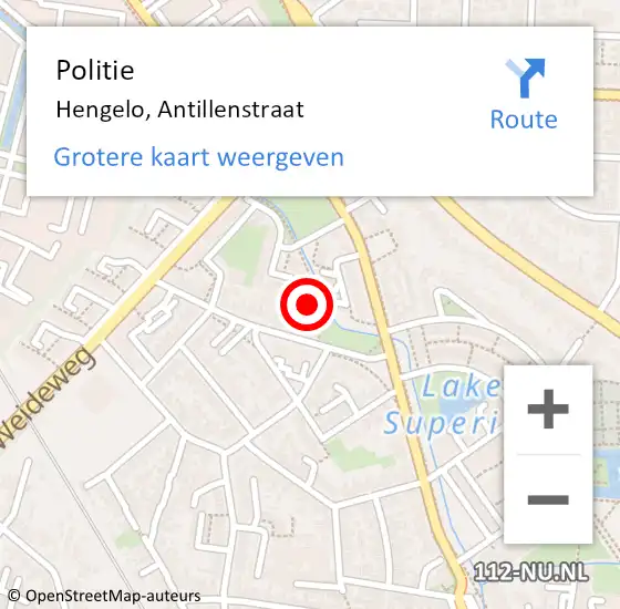 Locatie op kaart van de 112 melding: Politie Hengelo, Antillenstraat op 23 oktober 2024 19:54