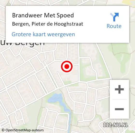 Locatie op kaart van de 112 melding: Brandweer Met Spoed Naar Bergen, Pieter de Hooghstraat op 23 oktober 2024 19:55