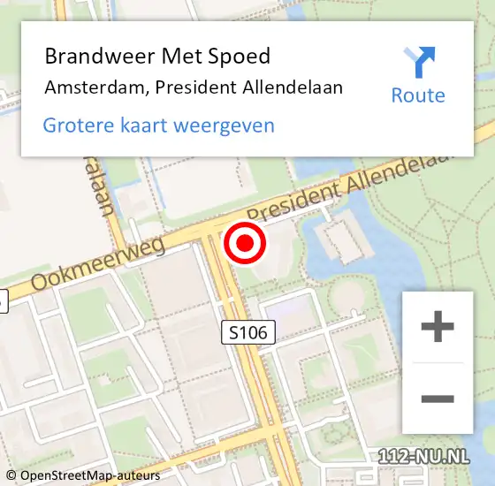 Locatie op kaart van de 112 melding: Brandweer Met Spoed Naar Amsterdam, President Allendelaan op 23 oktober 2024 20:00