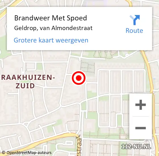 Locatie op kaart van de 112 melding: Brandweer Met Spoed Naar Geldrop, van Almondestraat op 23 oktober 2024 20:01