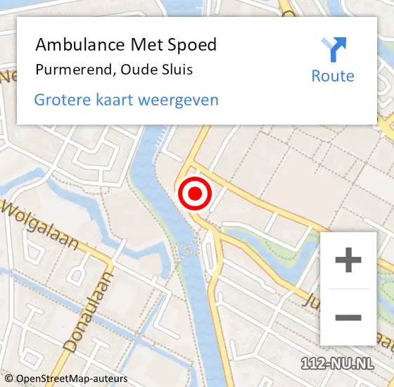 Locatie op kaart van de 112 melding: Ambulance Met Spoed Naar Purmerend, Oude Sluis op 23 oktober 2024 20:25