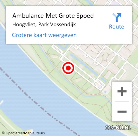 Locatie op kaart van de 112 melding: Ambulance Met Grote Spoed Naar Hoogvliet, Park Vossendijk op 23 oktober 2024 20:29