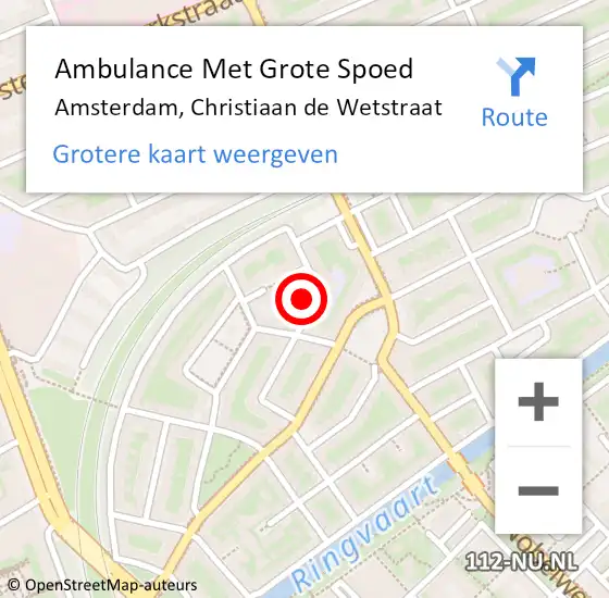 Locatie op kaart van de 112 melding: Ambulance Met Grote Spoed Naar Amsterdam, Christiaan de Wetstraat op 23 oktober 2024 20:37