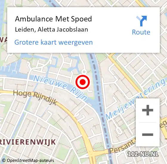 Locatie op kaart van de 112 melding: Ambulance Met Spoed Naar Voorhout, Aletta Jacobslaan op 23 oktober 2024 20:38