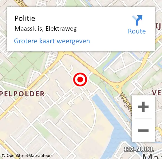 Locatie op kaart van de 112 melding: Politie Maassluis, Elektraweg op 23 oktober 2024 20:38