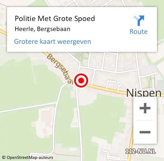 Locatie op kaart van de 112 melding: Politie Met Grote Spoed Naar Heerle, Bergsebaan op 23 oktober 2024 20:46