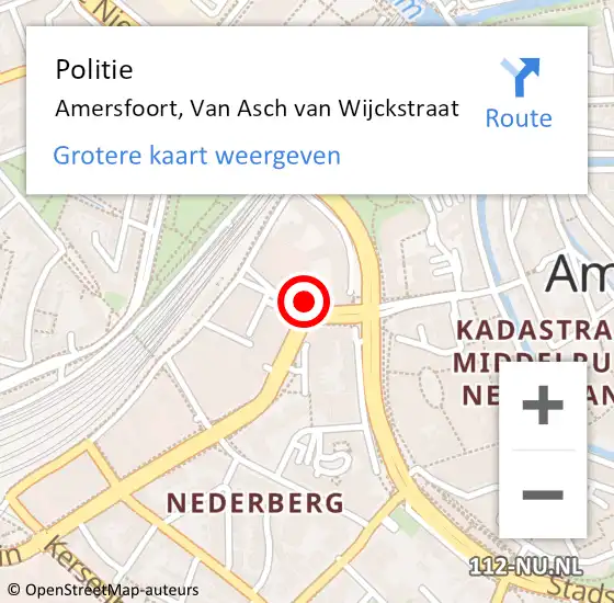 Locatie op kaart van de 112 melding: Politie Amersfoort, Van Asch van Wijckstraat op 23 oktober 2024 21:08