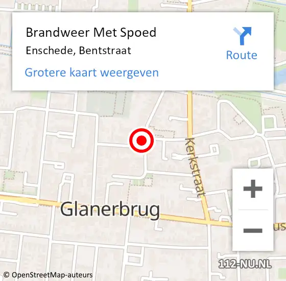 Locatie op kaart van de 112 melding: Brandweer Met Spoed Naar Enschede, Bentstraat op 23 oktober 2024 21:13