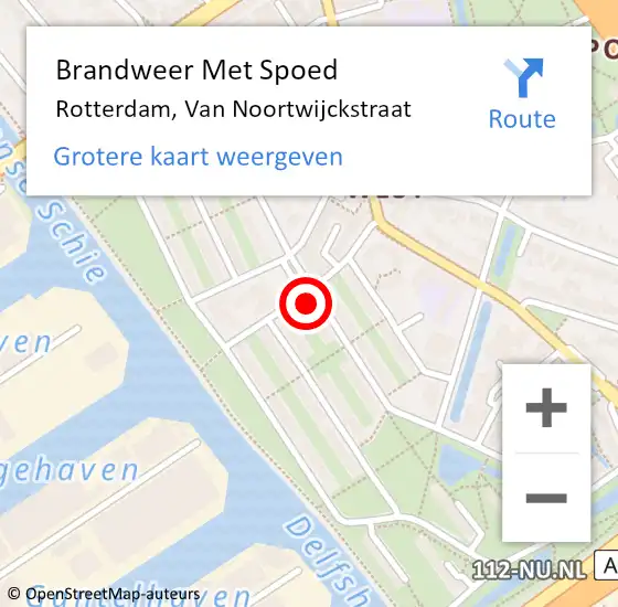 Locatie op kaart van de 112 melding: Brandweer Met Spoed Naar Rotterdam, Van Noortwijckstraat op 23 oktober 2024 21:18