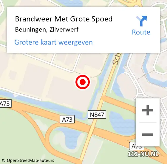 Locatie op kaart van de 112 melding: Brandweer Met Grote Spoed Naar Beuningen, Zilverwerf op 23 oktober 2024 21:22