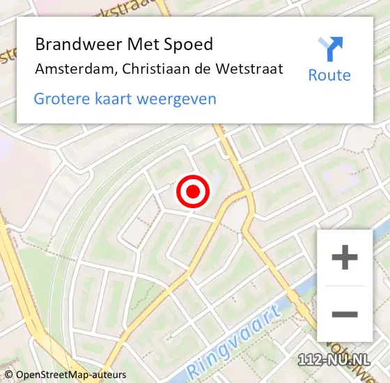 Locatie op kaart van de 112 melding: Brandweer Met Spoed Naar Amsterdam, Christiaan de Wetstraat op 23 oktober 2024 21:47