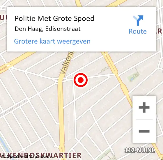 Locatie op kaart van de 112 melding: Politie Met Grote Spoed Naar Den Haag, Edisonstraat op 23 oktober 2024 22:25