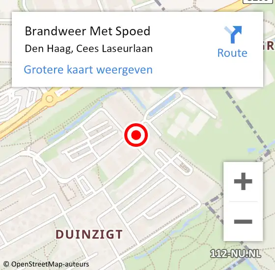 Locatie op kaart van de 112 melding: Brandweer Met Spoed Naar Den Haag, Cees Laseurlaan op 23 oktober 2024 22:29