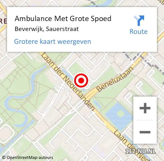 Locatie op kaart van de 112 melding: Ambulance Met Grote Spoed Naar Beverwijk, Sauerstraat op 23 oktober 2024 22:31