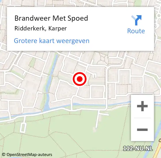 Locatie op kaart van de 112 melding: Brandweer Met Spoed Naar Ridderkerk, Karper op 23 oktober 2024 22:36